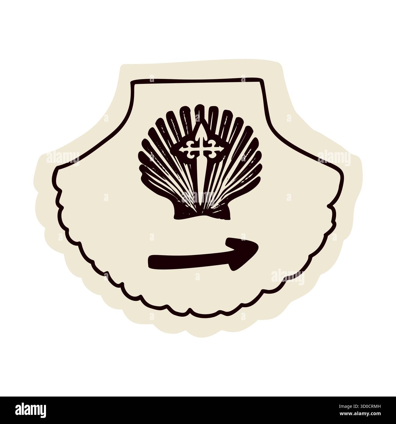 Camino pilgrims way shell signpost symbol icon of scallop sign. St ...