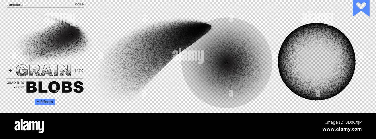 Grain shape brush frame noise dot gradient spray pattern paint abstract background. This set features radial dotwork and rough splash effects with a g Stock Vector