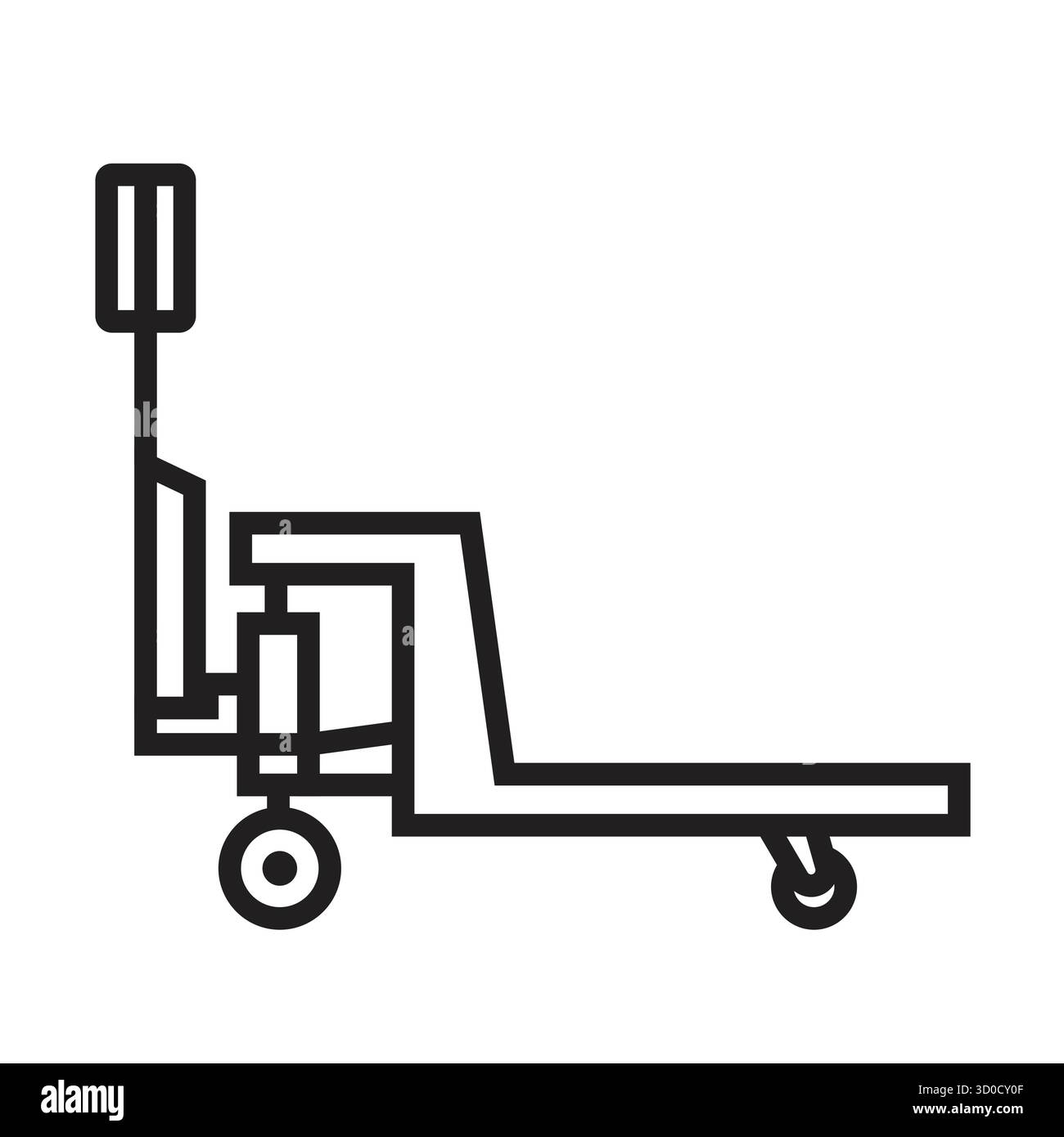 Hand pallet jack, linear icon. Logistic equipment. Vector illustration. Object isolated on white. Stock Vector