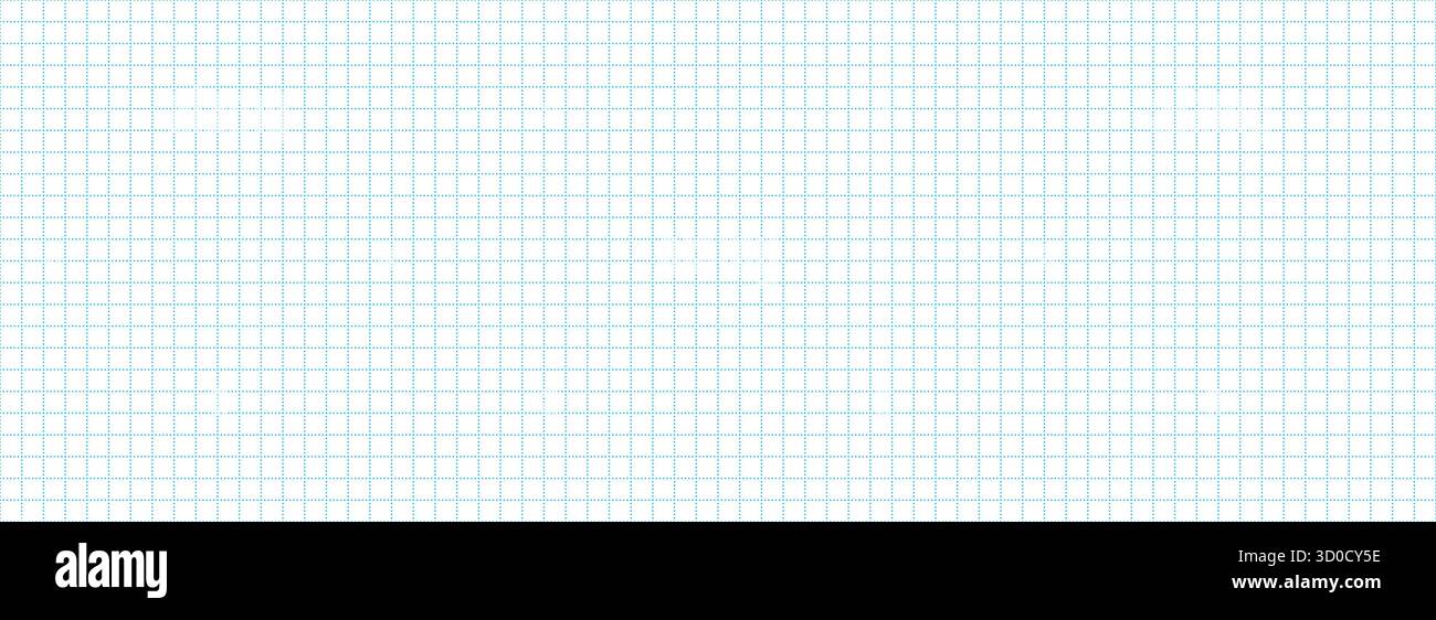 Planer page with dotted square grid. Seamless blue checkered paper pattern. Simple dash squared graph texture. Bullet journal notebook background. School math lined sheet wallpaper. Vector Stock Vector