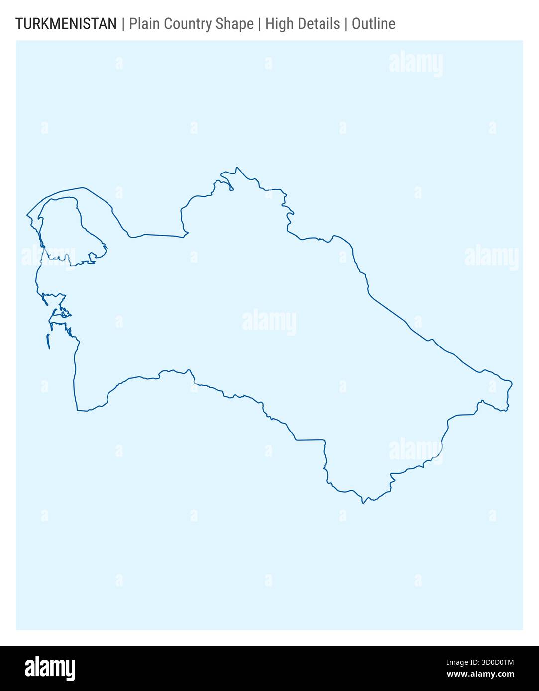 Turkmenistan plain country map. High details. Outline style. Shape of ...