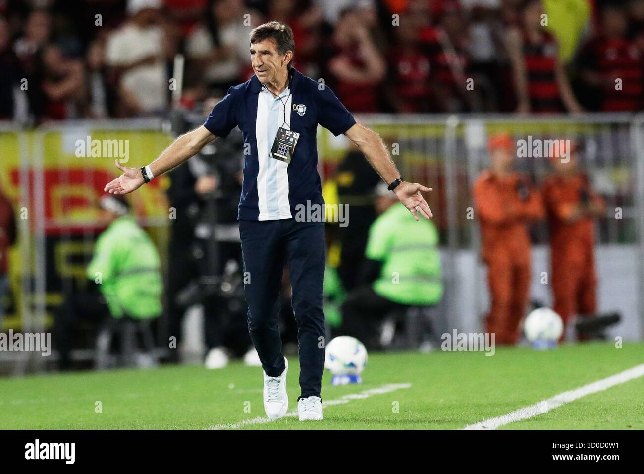 Costas Racing Coach Gustavo Costas of Argentina's Racing Club reacts during a Copa ...