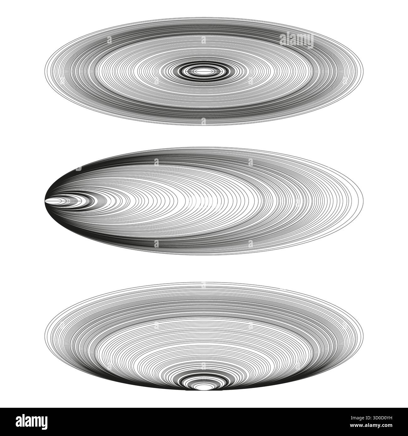 Oval abstract shapes. Concentric ellipse lines. Flat horizontal forms. Vector speed element. EPS 10. Stock Vector