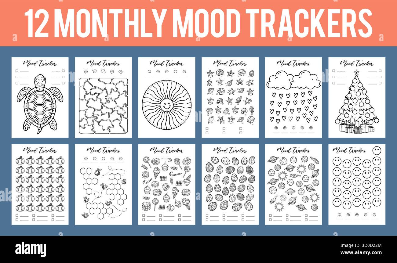 12 month Mood tracker 2026 bullet Journal Printable Planner Page ...
