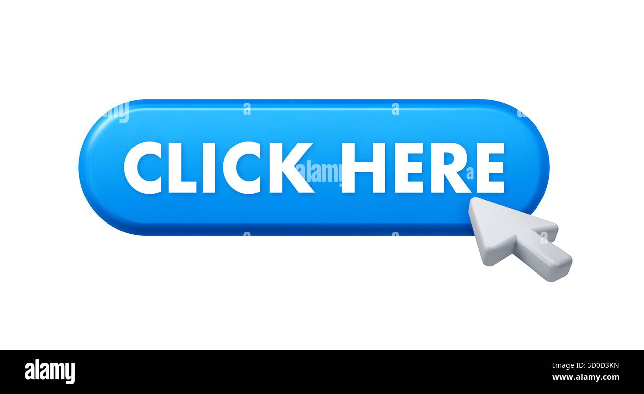 Mouse cursor pointing at blue CLICK HERE button Stock Vector Image ...