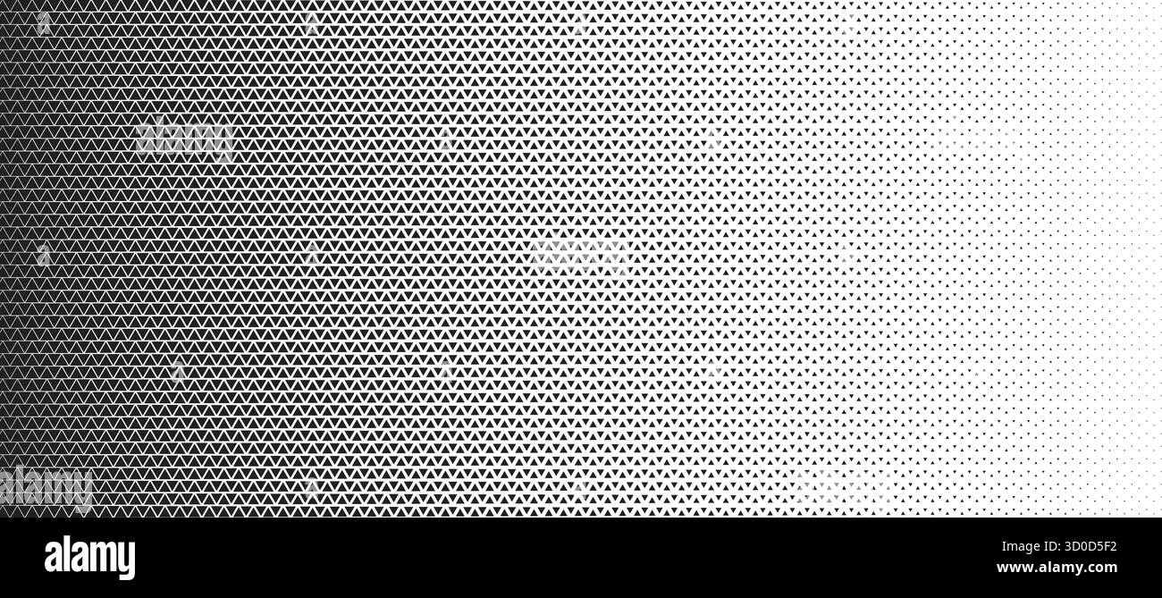 Triangle linear halftone pattern background. Abstract geometric backdrop with trendy mosaic effect. Dynamic fade. Stock Vector