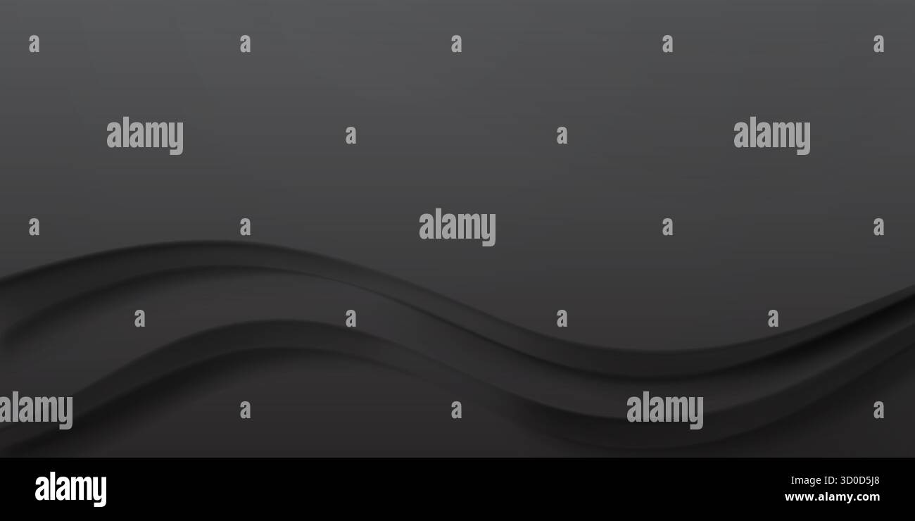 Dark, wavy, abstract design on a dark grey background, minimalist style, subtle gradient effect. Stock Vector