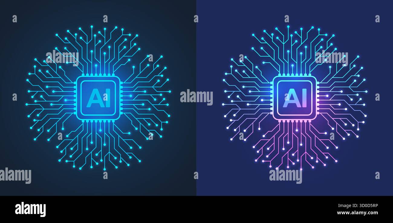 Artificial intelligence icon, sign, logo in the circuit line style. AI ...