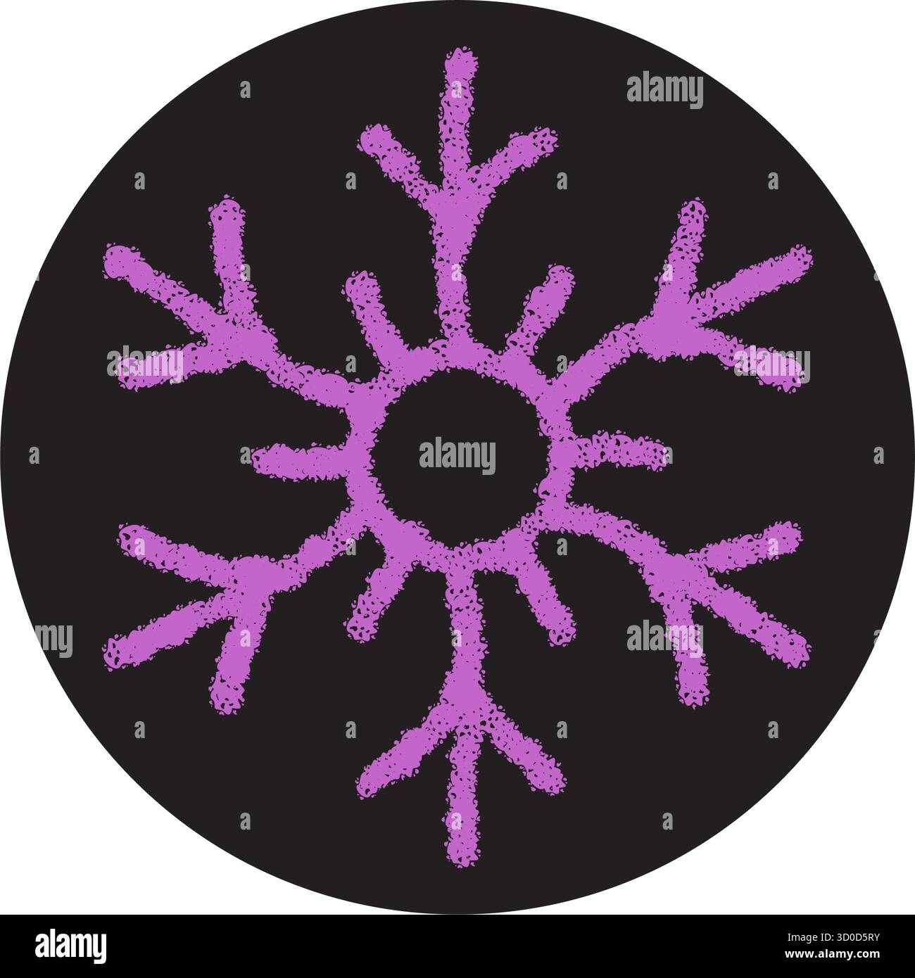 Chalk Snow Flake Sticker Circle Badge Stock Vector