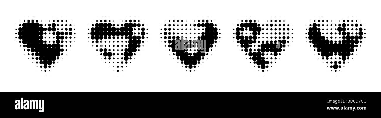 Halftone hearts set isolated on white background. Vector illustration ...