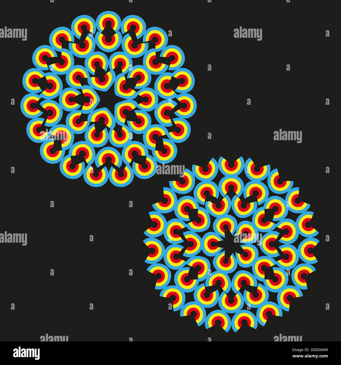 Abstract mandala illustration. Ornate circular shapes. Intricate colorful patterns. Vector art graphic. EPS 10. Stock Vector