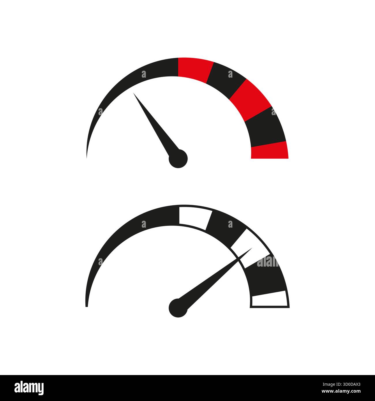 Speedometer icon set. Tachometer measurement symbol. Car dashboard sign. Vector velocity illustration. EPS 10. Stock Vector