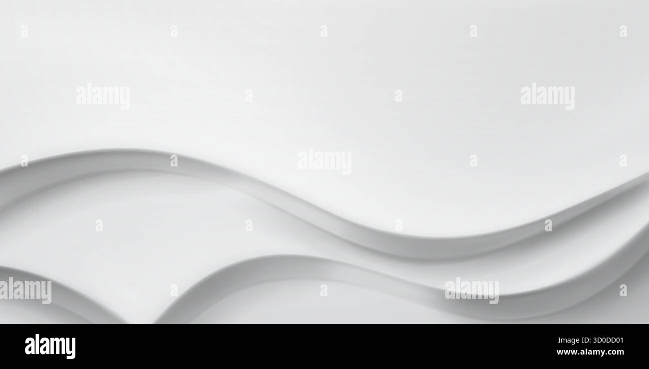 Smooth, flowing white curves on a plain white surface, creating a minimalist design. Stock Vector