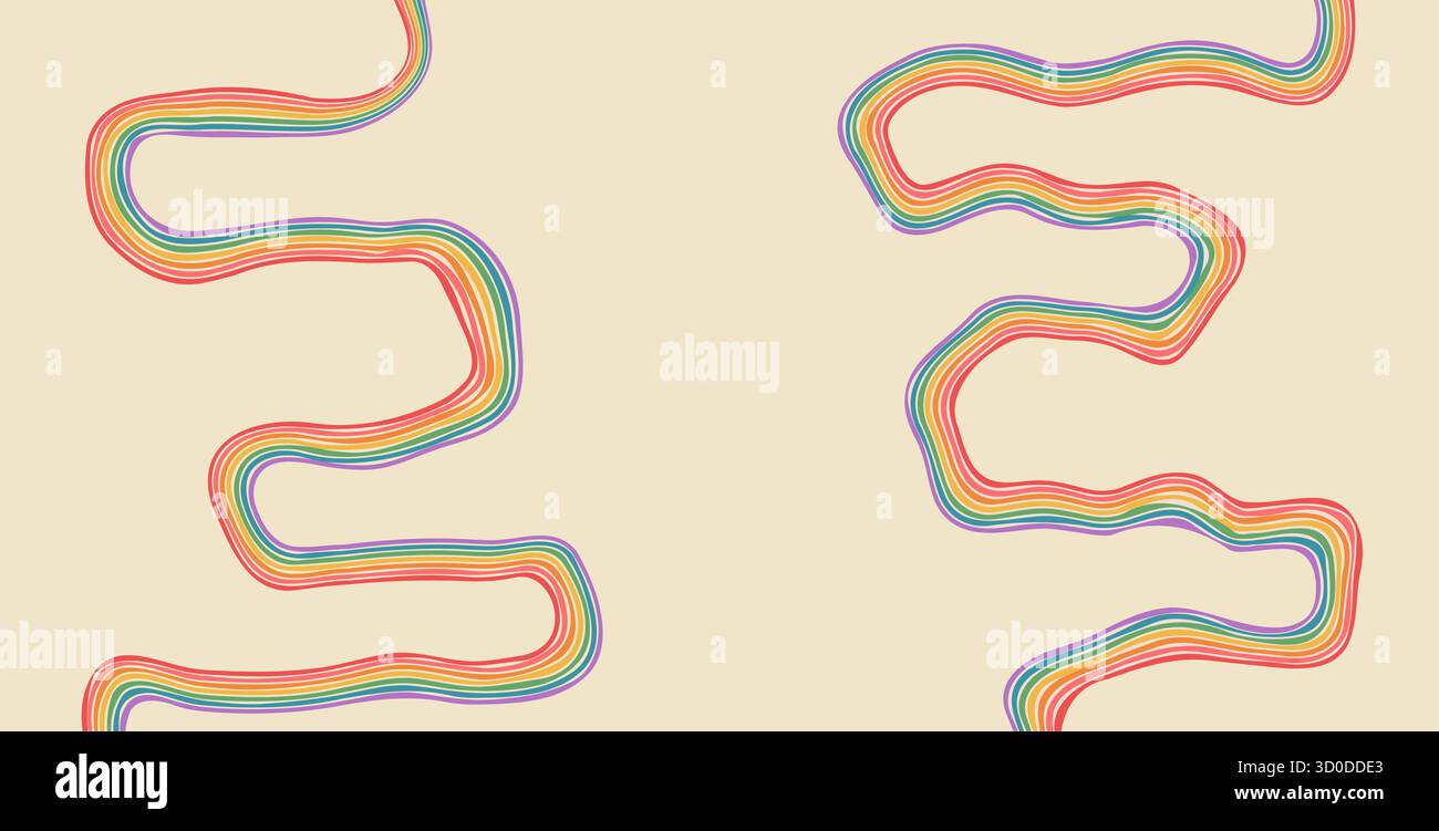 Rainbow dynamic uneven liquid lines background. Wavy liquid stripes ...