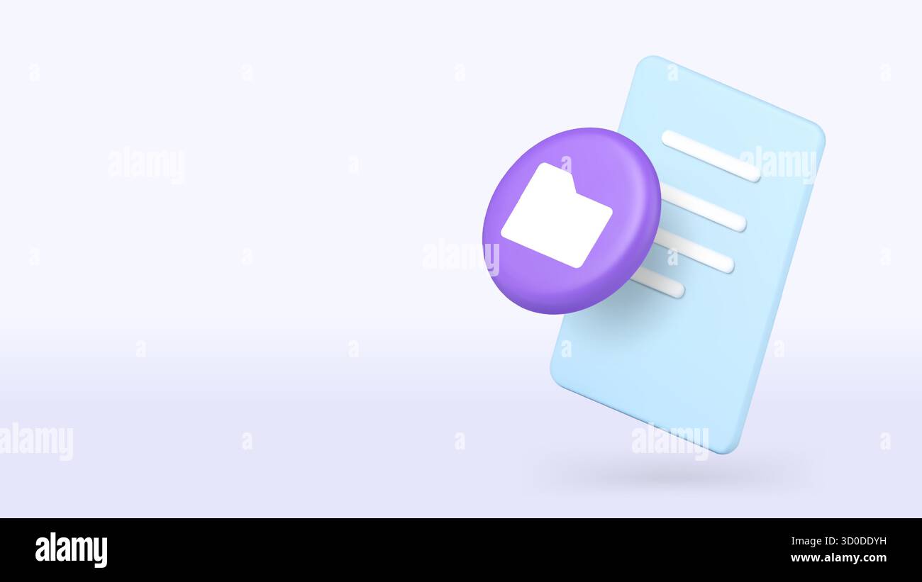 File folder document information archive storage 3d icon banner copy space vector illustration. Database administration efficient organization managem Stock Vector