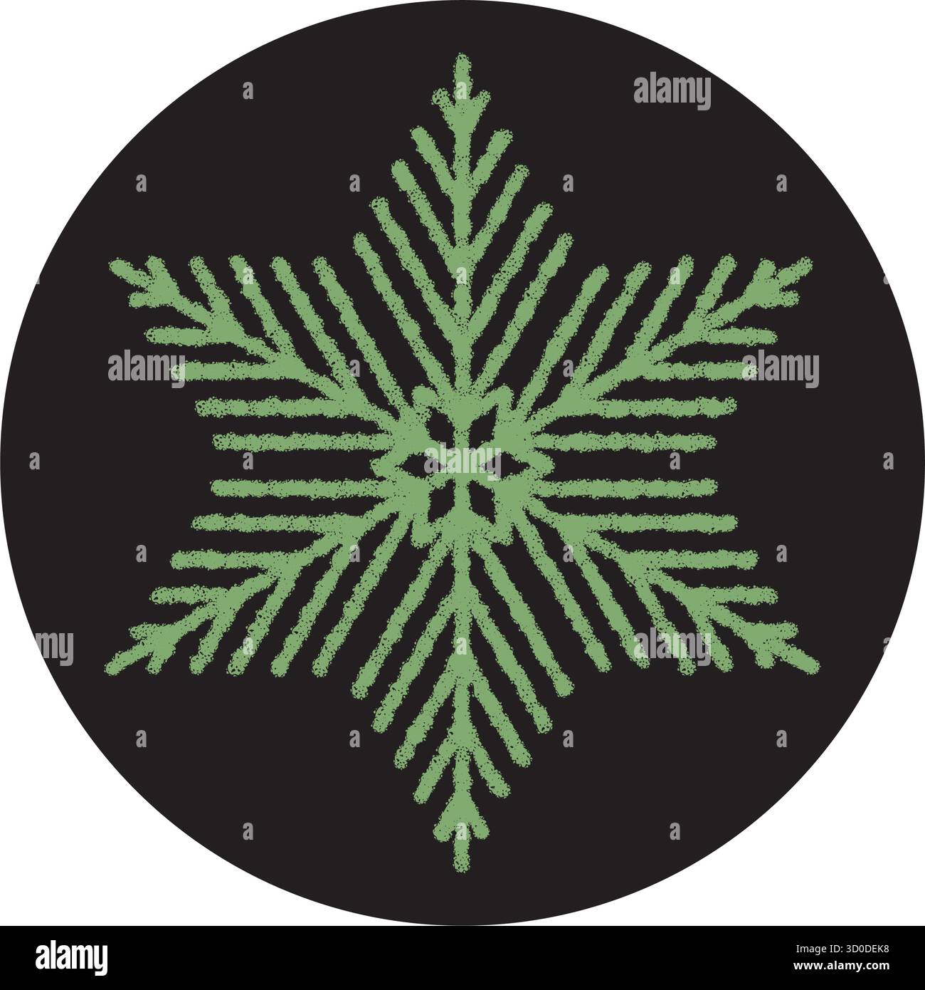 Crayon Snow Flake Circle Sticker Icon Stock Vector