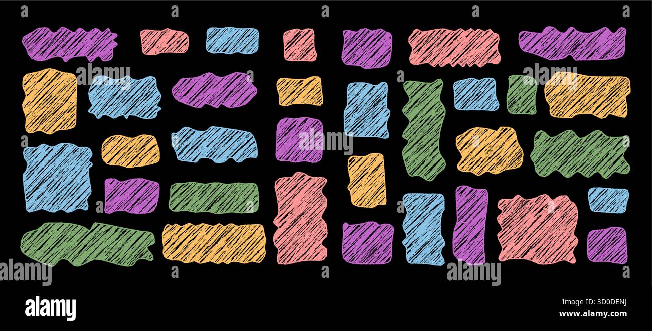 Colorful Chalk Scribble Cloud Frame Set Stock Vector
