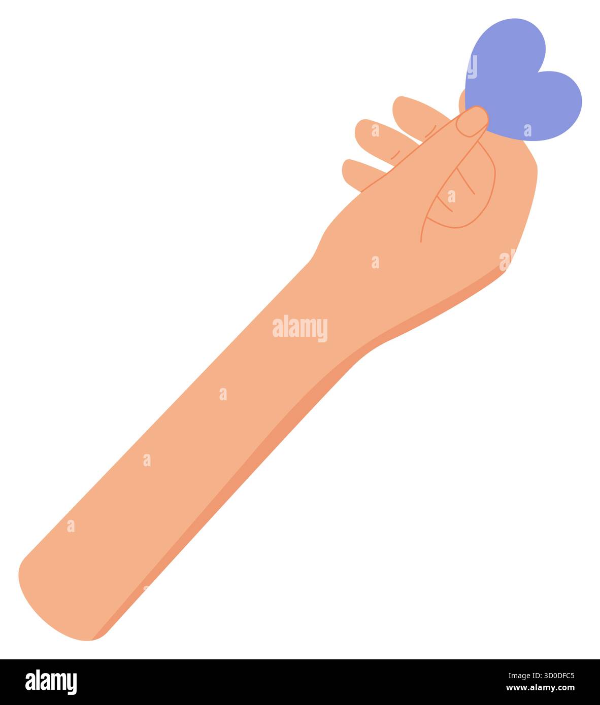 Flat Hand Holding Heart Sticker Stock Vector