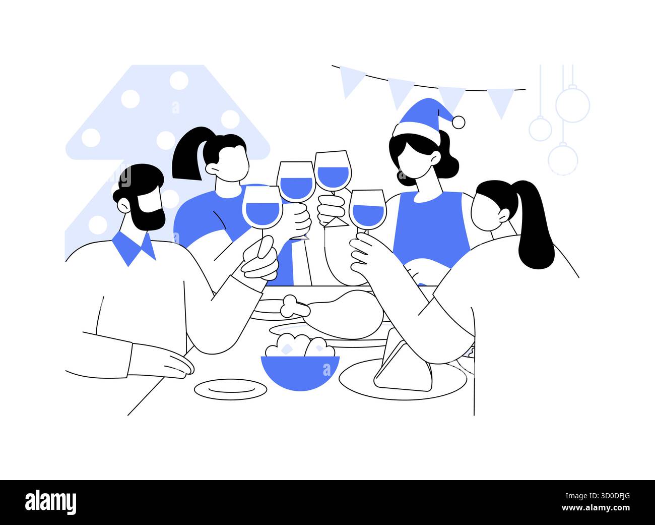 Christmas dinner isolated cartoon vector illustrations Stock Vector ...