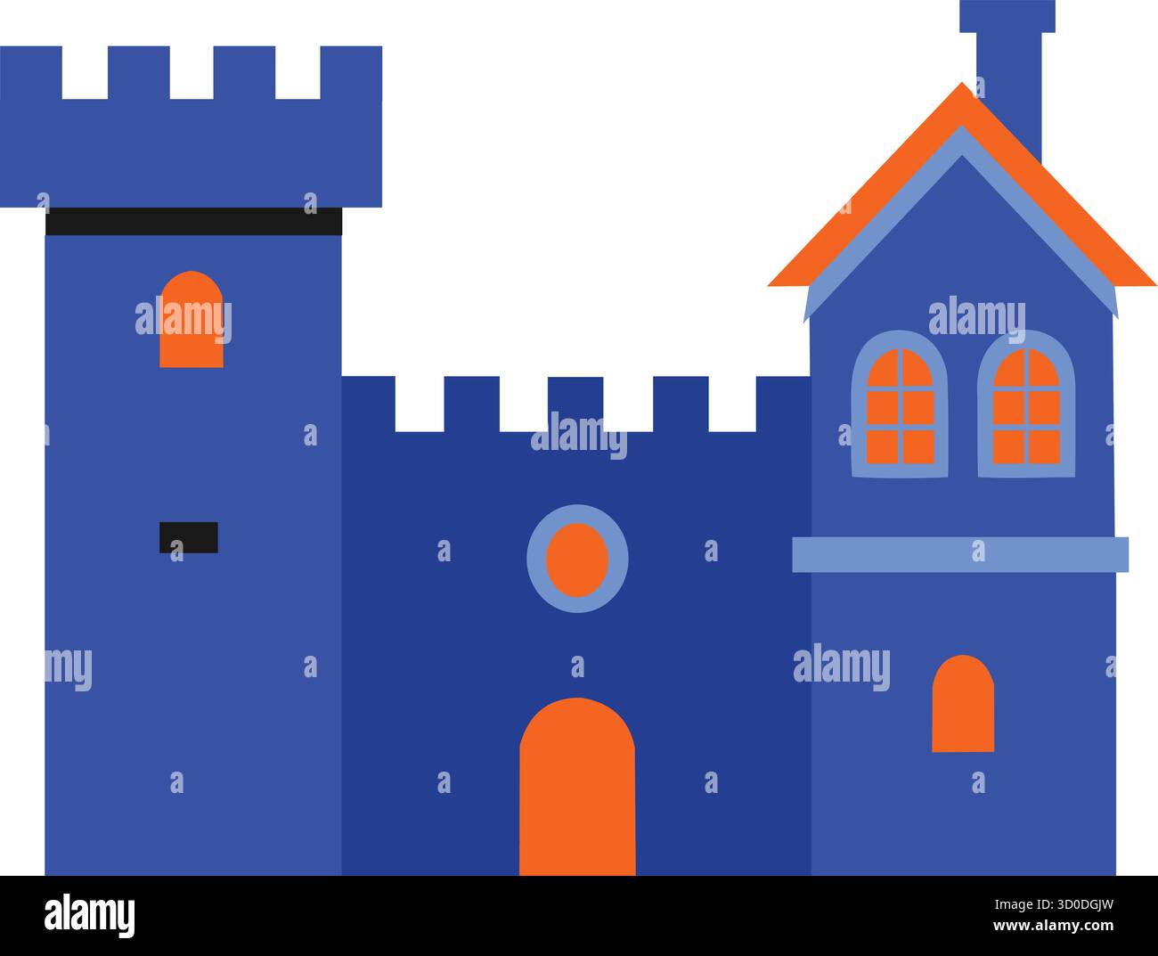 Castle with tower and chimney, representing medieval architecture and fairytale fantasy Stock Vector