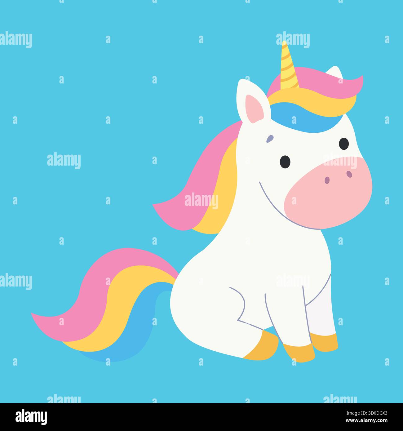 Cute unicorn. Isolated background. Flat style vector illustration. Stock Vector