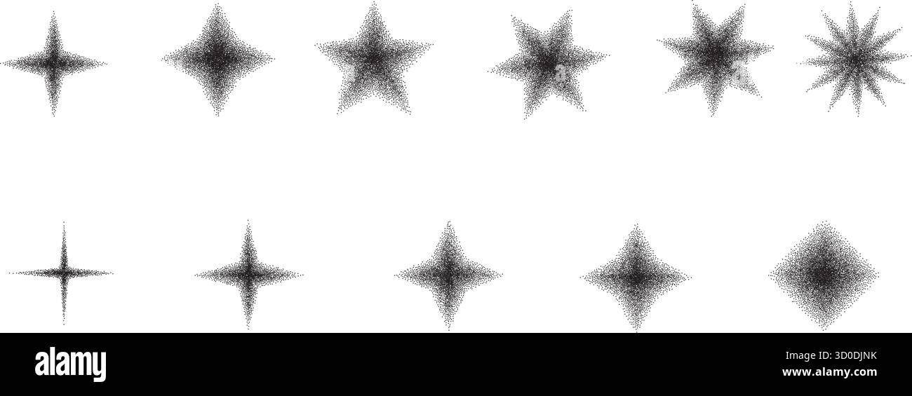 Stars icons grain noise gradient shapes. Retro y2k stippling twinkle ...