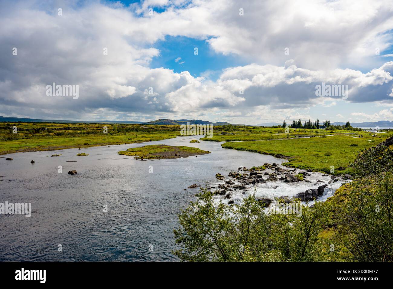 The rift valley in the entrace of Thingvellir National Park, in Iceland ...