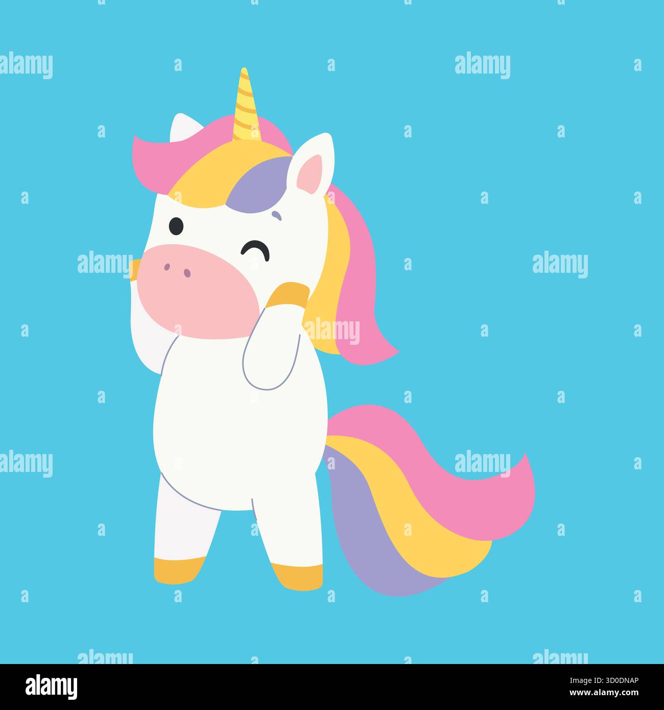 Cute unicorn. Isolated background. Flat style vector illustration. Stock Vector