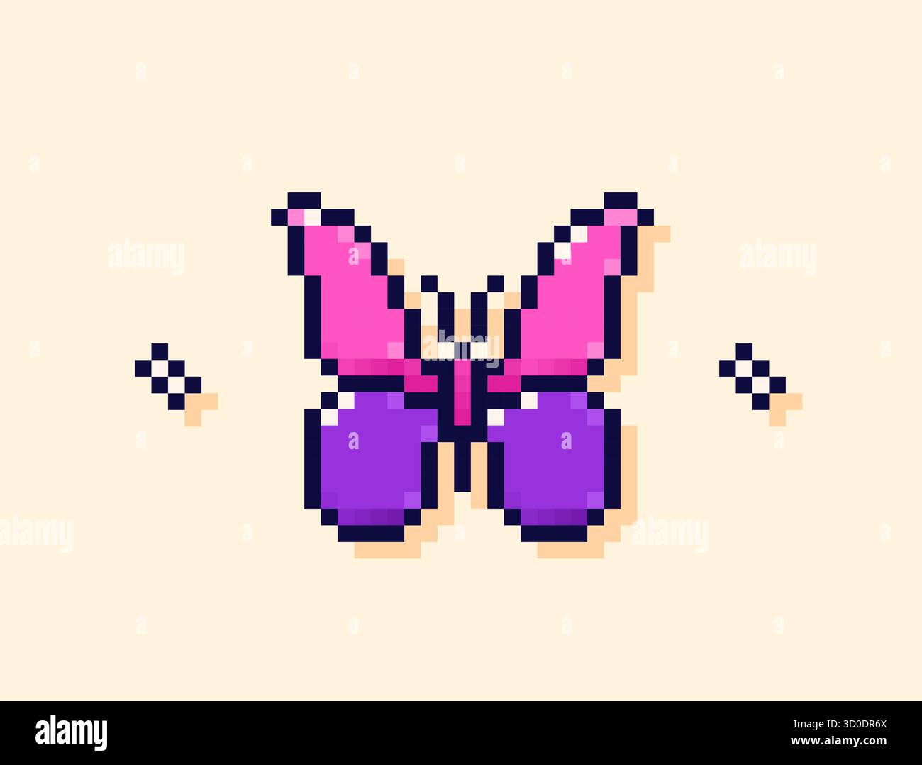 Pixel Y2K user interface elements. A colorful, pretty butterfly. Stock Vector