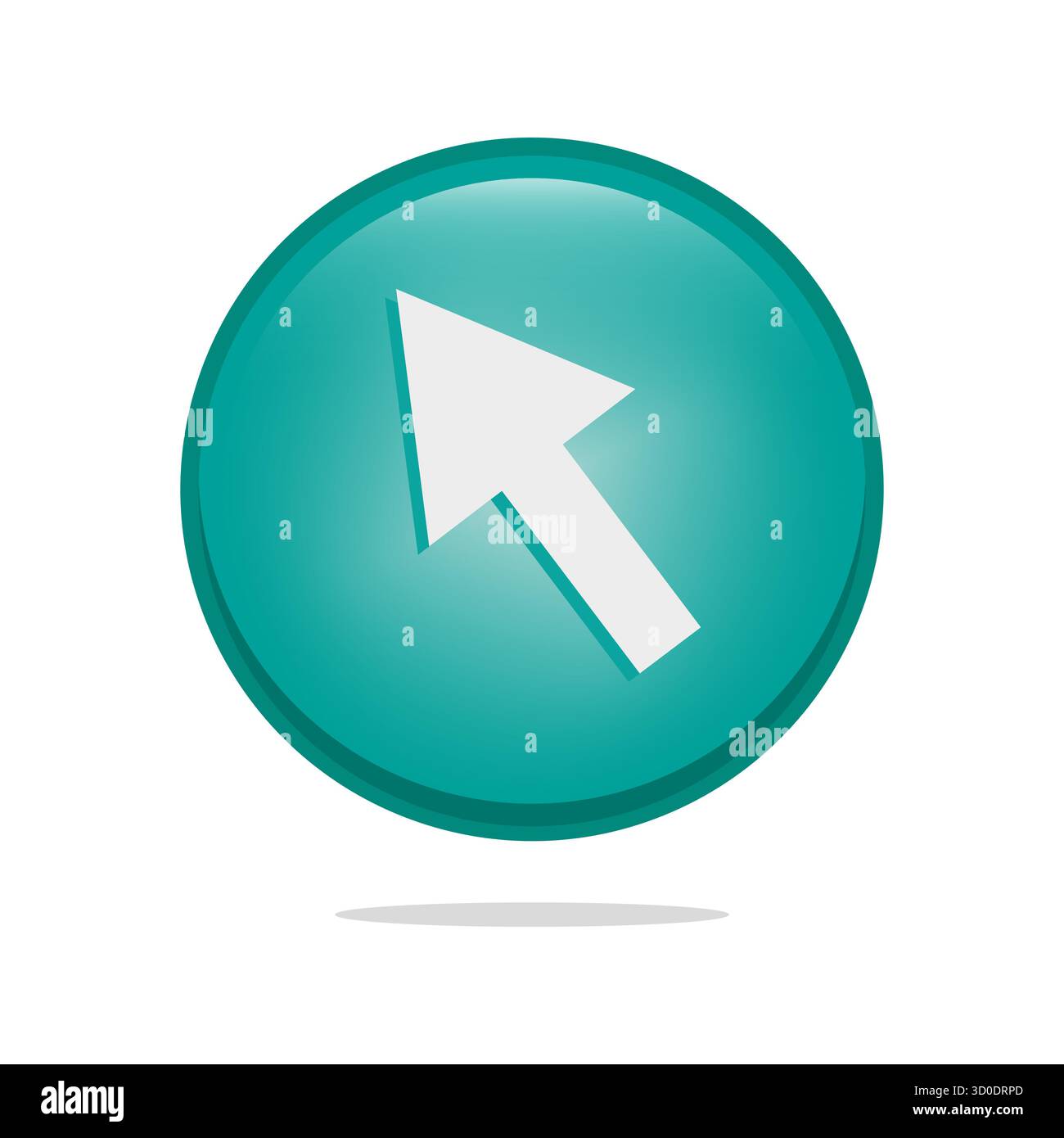 Pointer cursor symbol. Mouse arrow button. Turquoise glossy icon. Vector web interface. Stock Vector