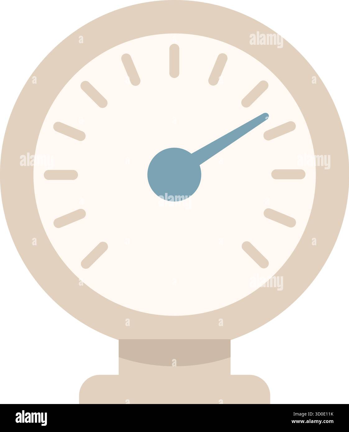 A circular dial displays radiating ticks and a blue pointer suggesting speed pressure or progress measurement Stock Vector