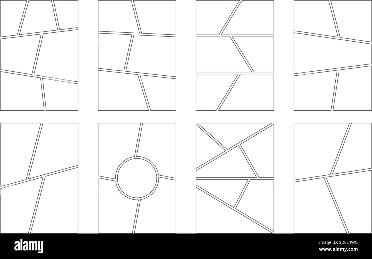 Comic frames on white background. Manga book template with grid for ...