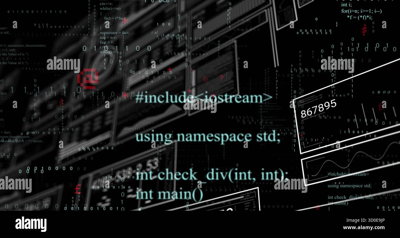 Floating cyan-green C++ code block filling virtual interface, with ...