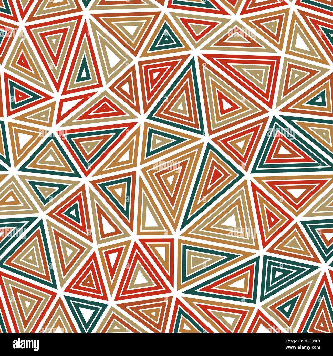 Abstract background with mosaic triangle shapes. Multiple repeated inner triangles. Large triangle size. Multicolored style. Seamless pattern. Stock Vector