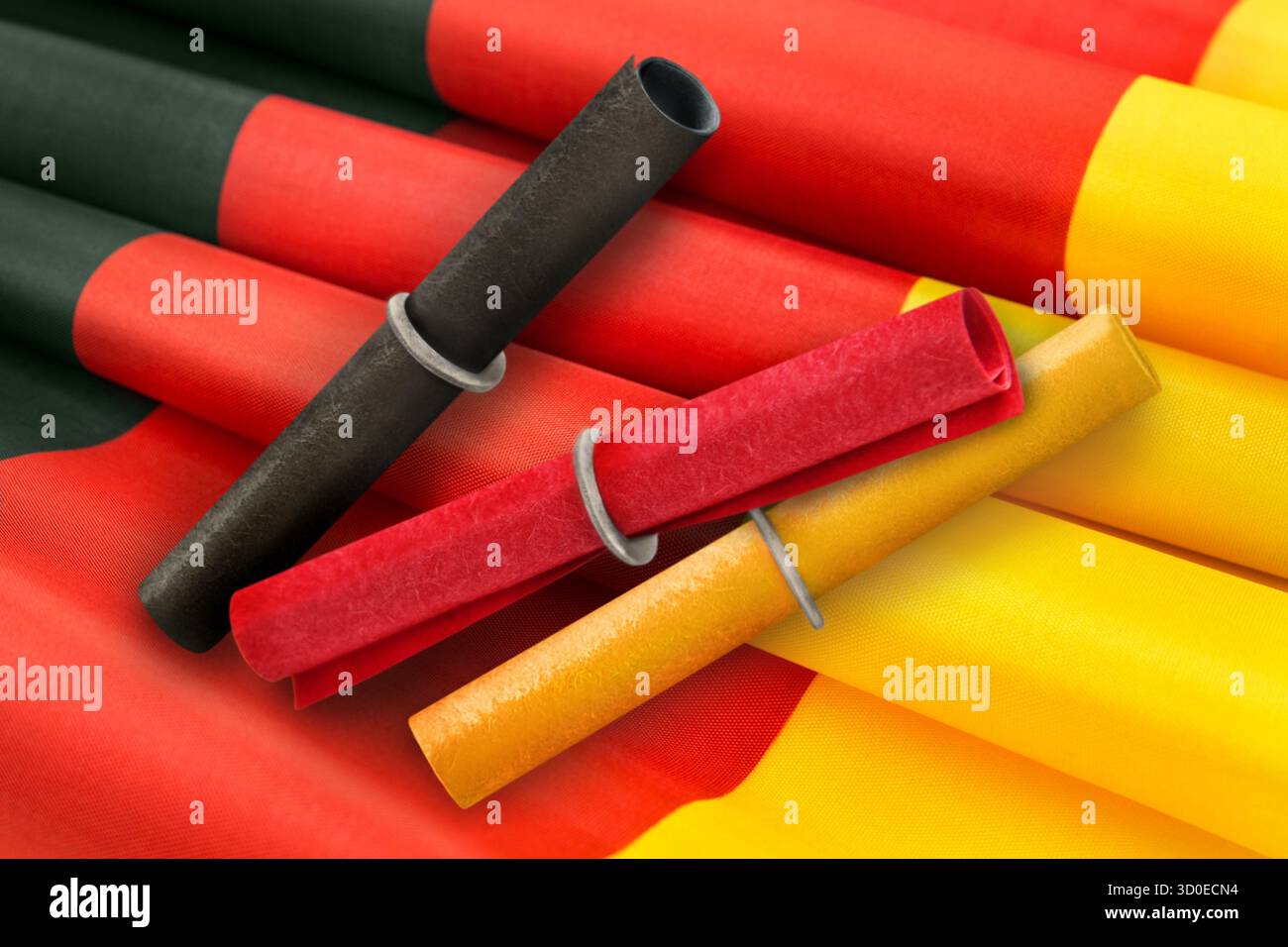 Deutsche Flagge und 3 Lose schwarz rot gold Stock Photo