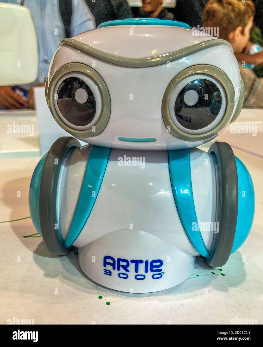 Close-up of an Artie 3000, a Wi-Fi-enabled, STEM drawing Robot from Educational Insights, on display at New Scientist Live, ExCel, London - Smartphone Captured Stock Image