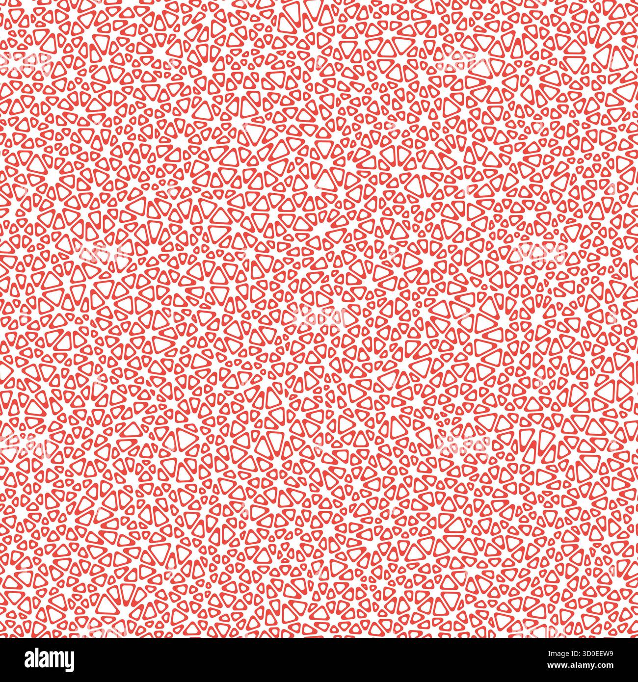Triangles pattern. Tiny triangles size. Solid Color style. Rounded triangular cells outlined. Repeatable pattern. Fiery Sunset. Stock Vector