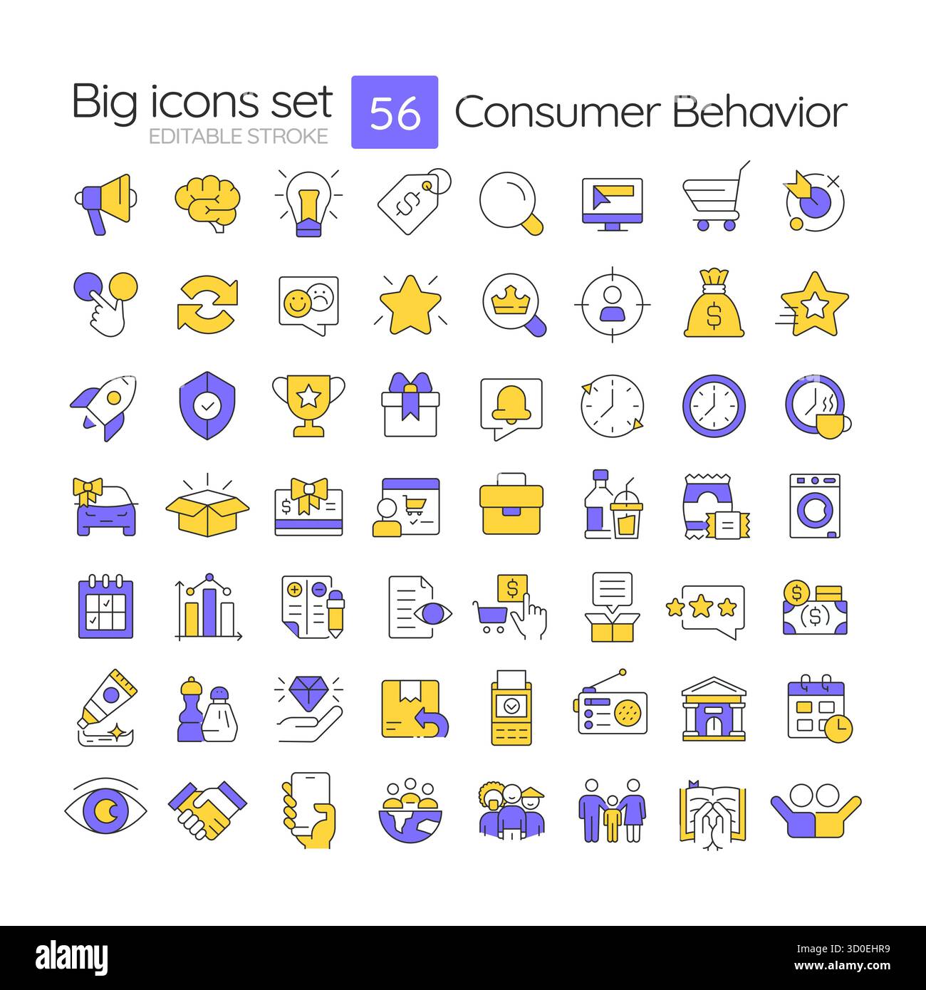 Consumer behavior line color icons set Stock Vector