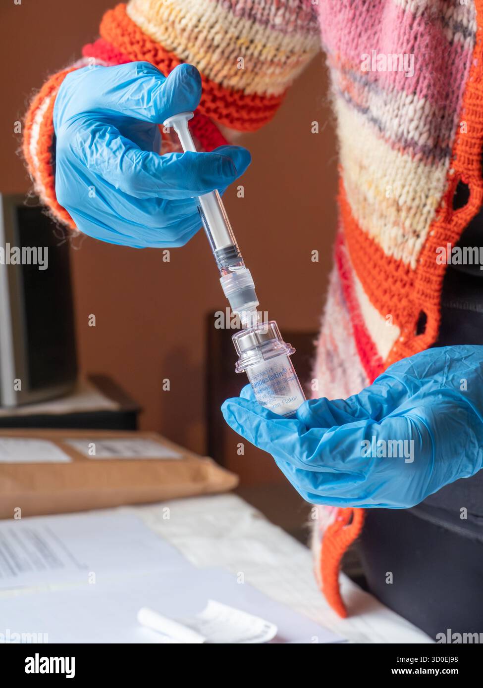 Novartis Injection Istambul, Turkey October 21st 2025 Nurse preparing Novartis Sandostatin ...