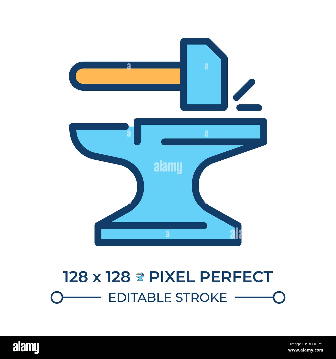 Forging line color icon Stock Vector