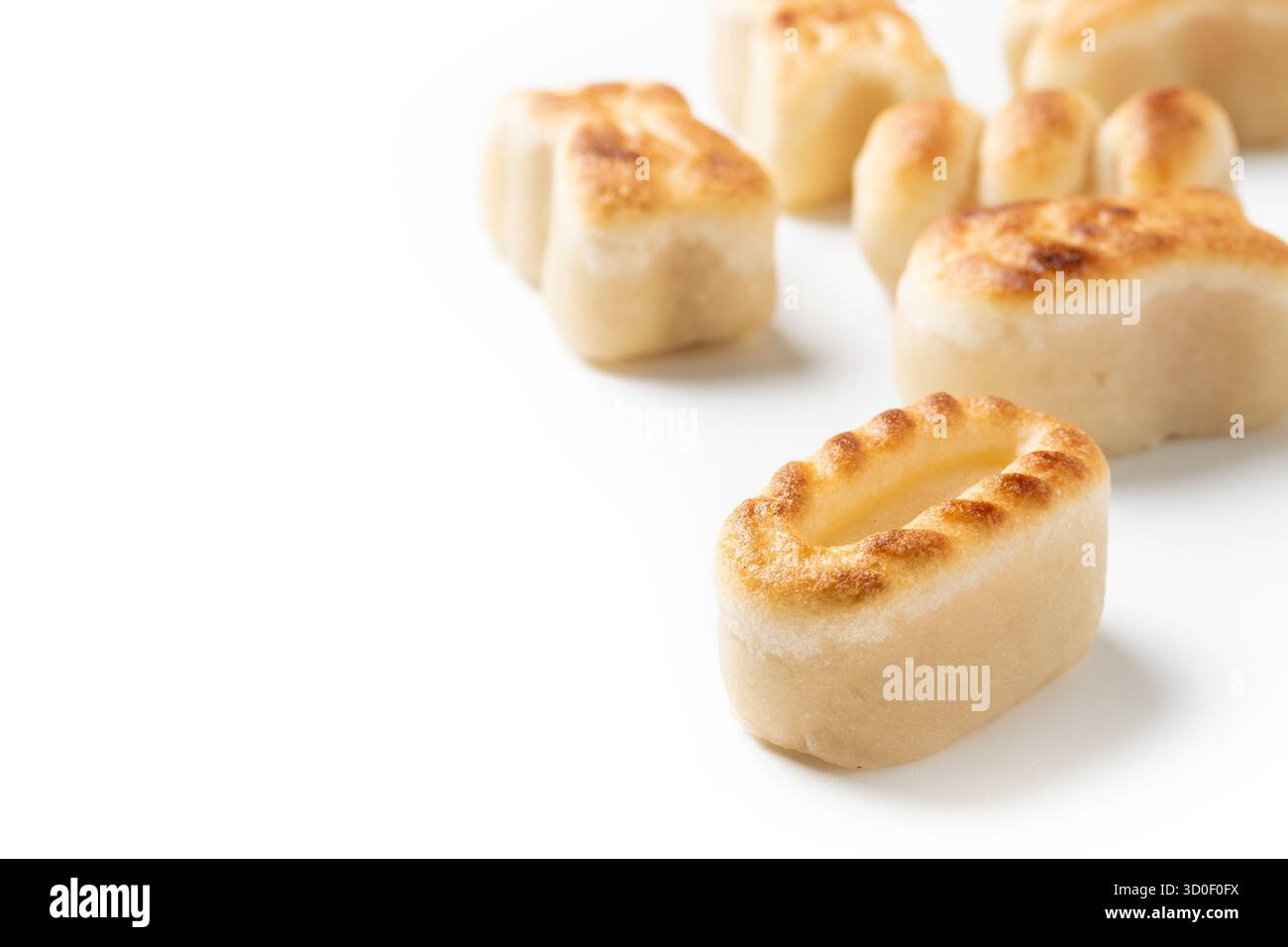 Traditional Spanish mantecados and marzipan dessert isolated on white background Stock Photo