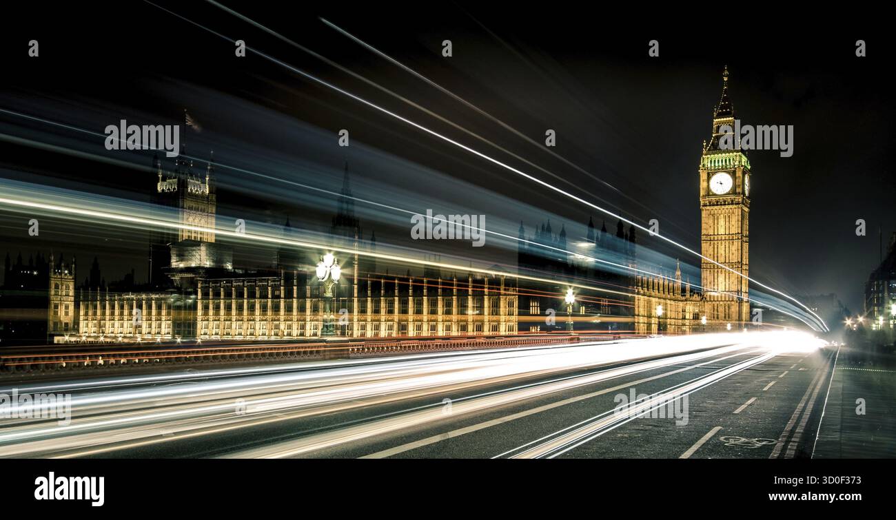 Westminster bridge with bigben at night Stock Photo