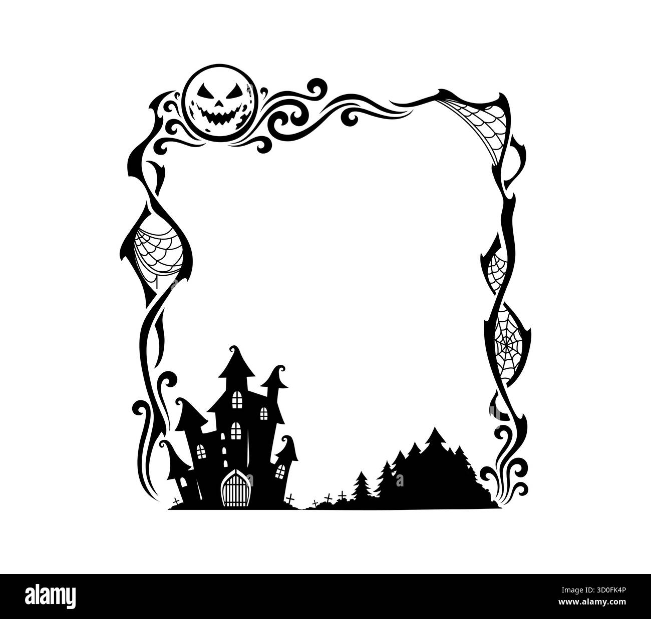 Halloween scary frame with haunted castle Stock Vector Image & Art - Alamy