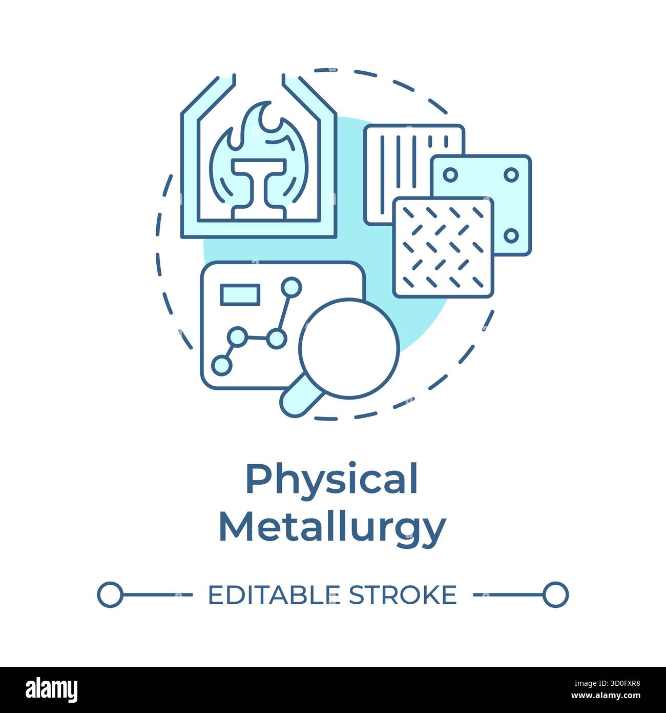 Physical metallurgy soft blue concept icon Stock Vector