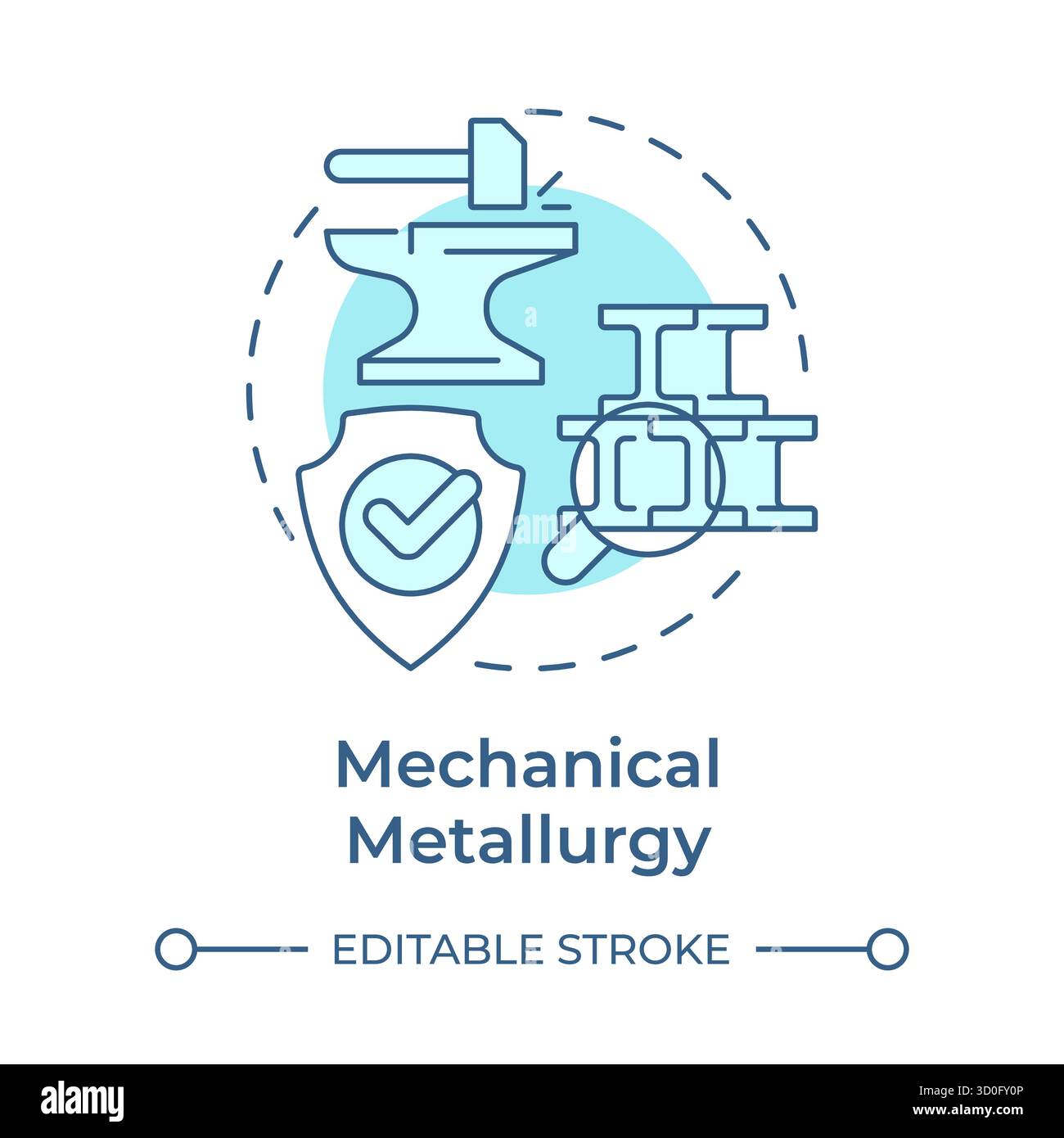 Mechanical metallurgy soft blue concept icon Stock Vector