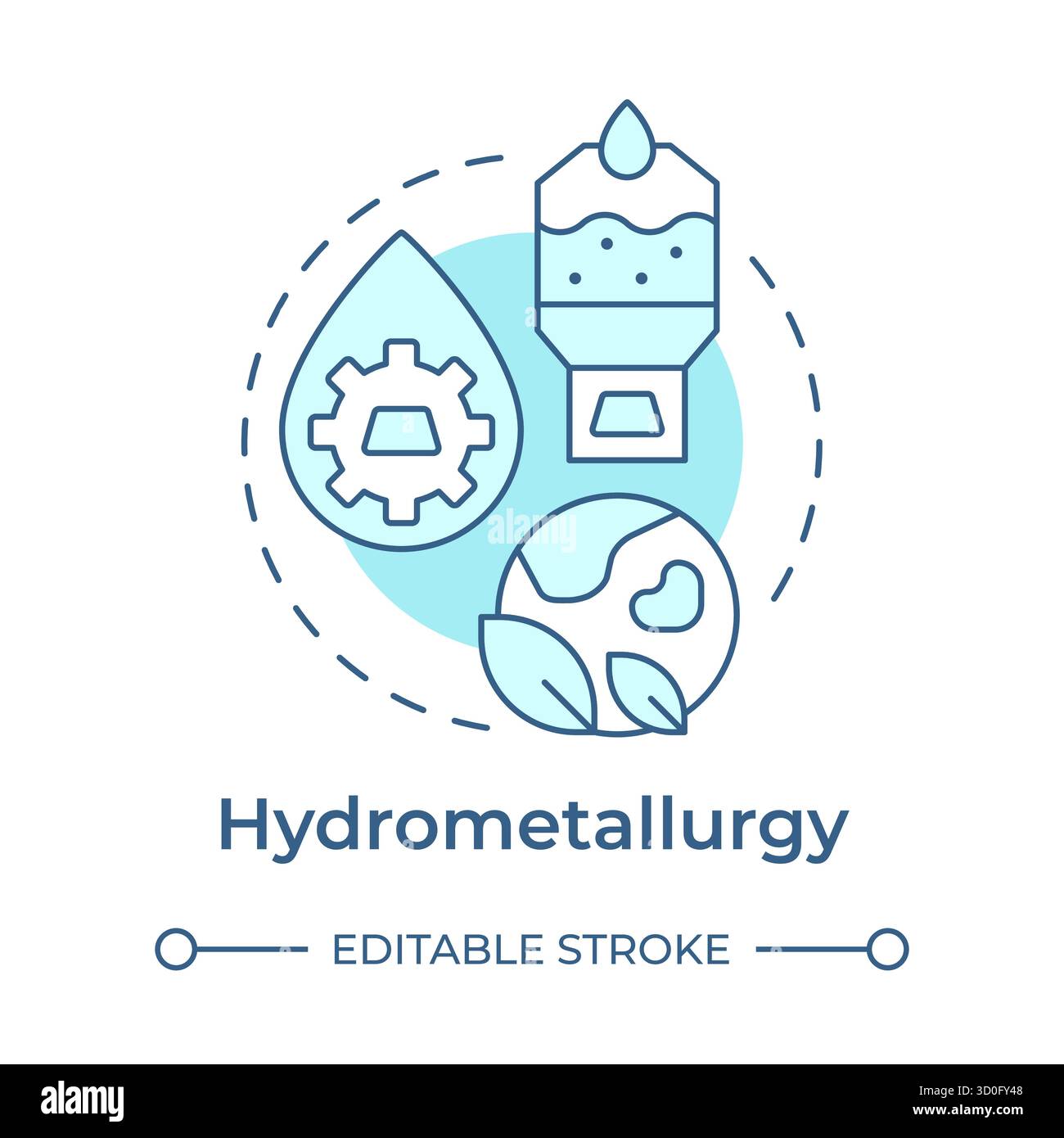 Hydrometallurgy soft blue concept icon Stock Vector