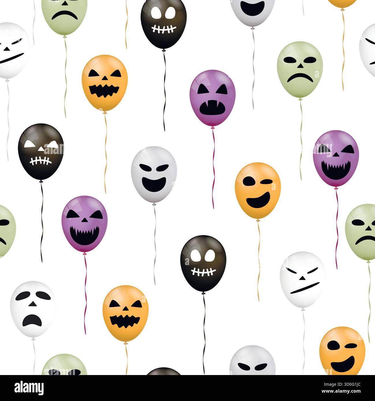 Halloween flying balloons seamless pattern. Vector illustration. Stock Vector