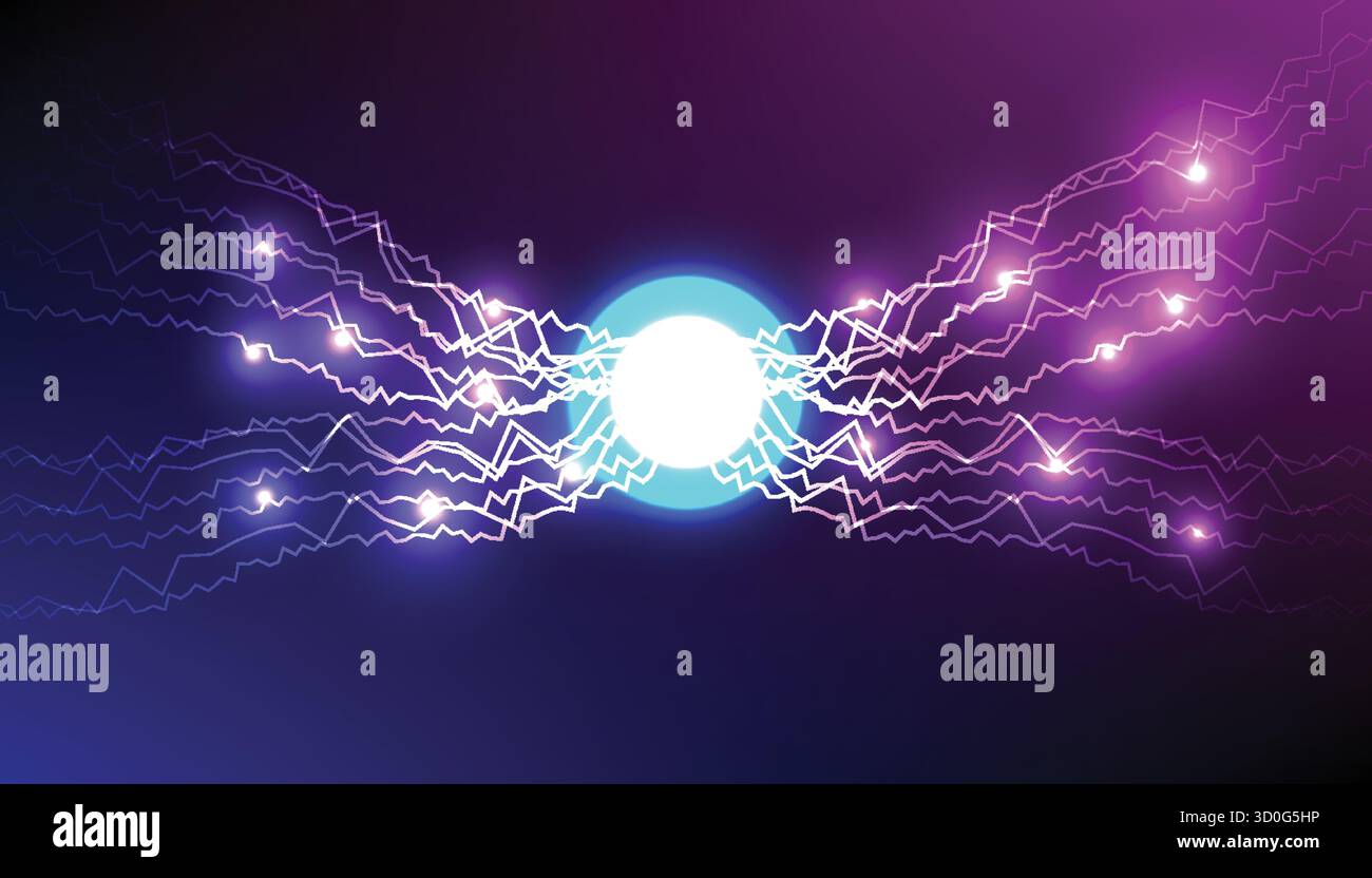Energetic Plasma Orb with Electric Discharge. - Stock Image