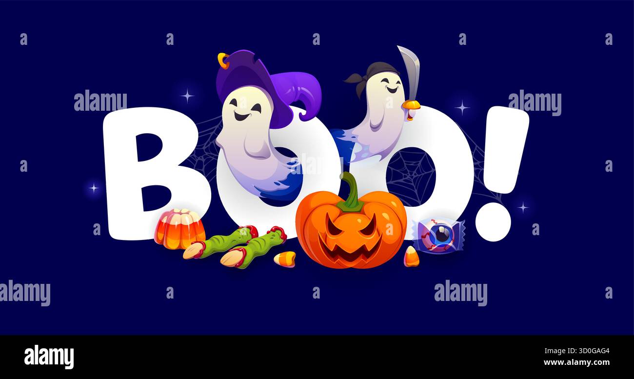Boo themed Halloween vector greeting card Stock Vector