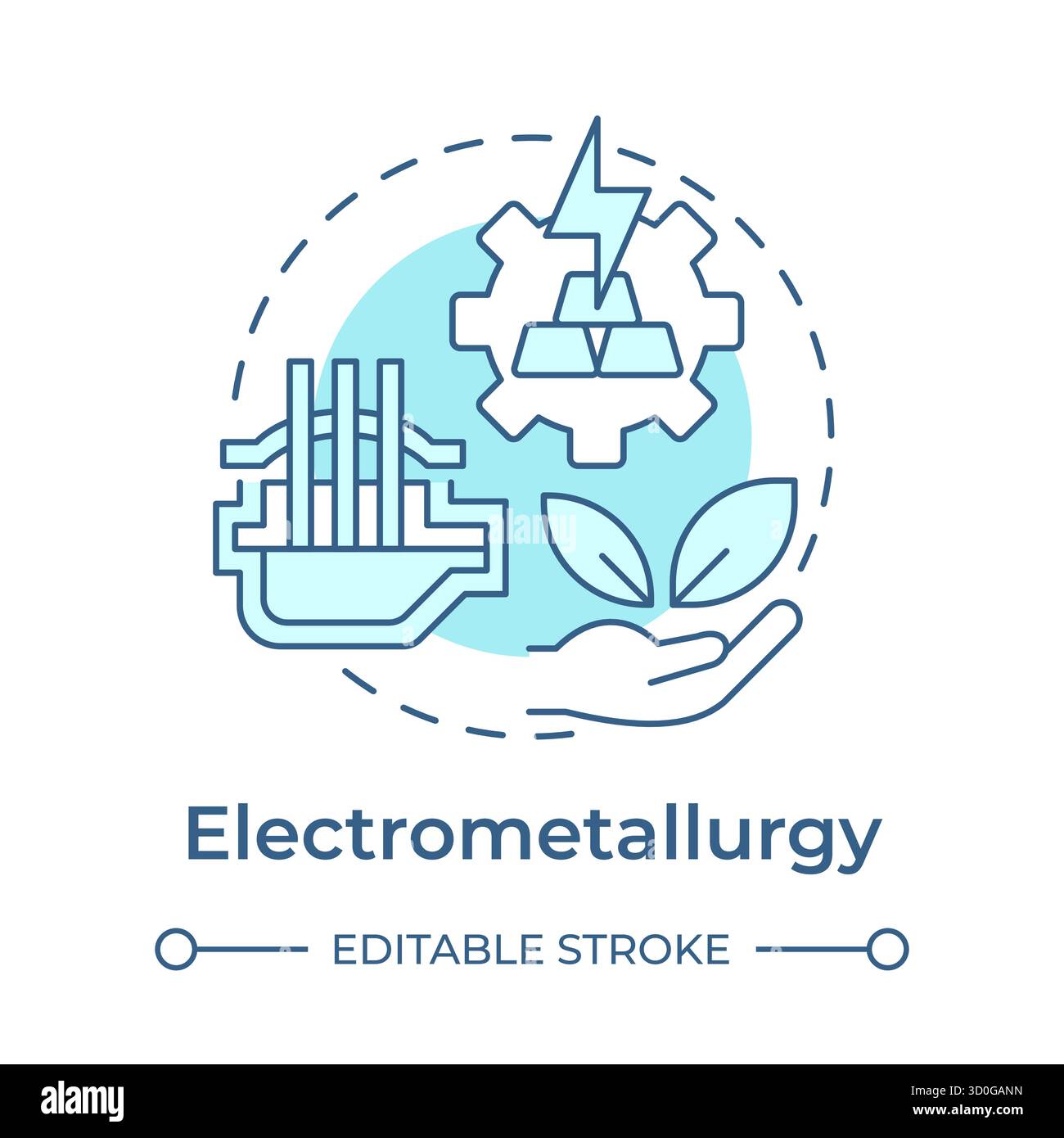 Electrometallurgy soft blue concept icon Stock Vector